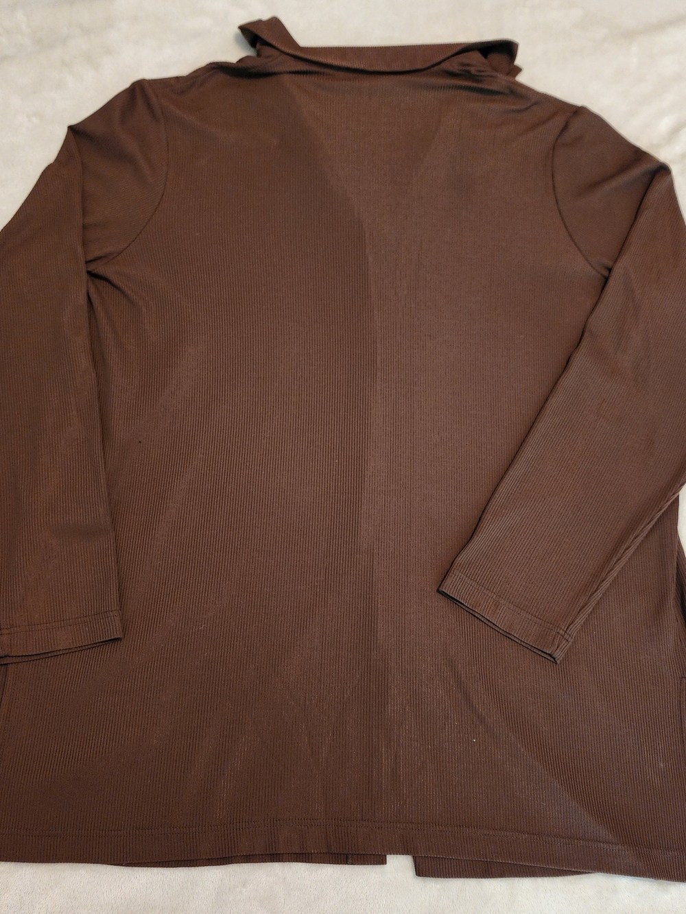 Relaxed Ribbed Button-Front Long Brown Top Dress Loungewear Size 42 - Picture 10 of 13